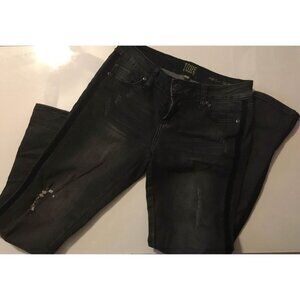 True Craft Women’s Juniors Distressed Skinny Black Denim Jeans Size 5